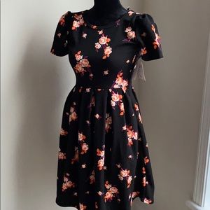 NWT Lularoe Amelia XXS black orange floral dress